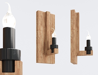 Industrial LOFT wall lamp solid wood wall lamp 3d model