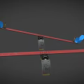 Dual Parallel Red Fitness Bars With Blue Seats And Metal Components Design