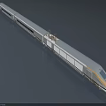 Modern White And Gold Streamlined High Speed Train With Multiple Carriages 3d model
