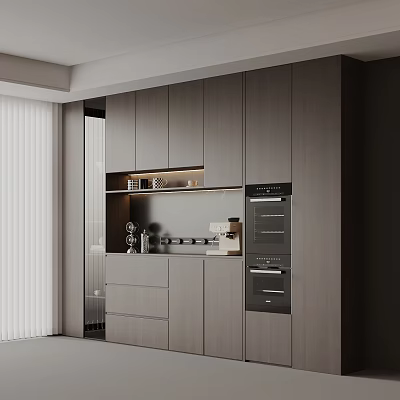 Modern Gray Sideboard Cabinet With Drawers Cabinets Built in Appliances And Lighting 3d model