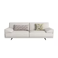 Modern Light Gray Fabric Two Seater Sofa With Patterned Pillows And Black Slim Legs 3d model