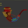 Steampunk Vintage Pipe With Wooden Body Metal Gears Green Accent And Black Stem