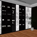Modern Black Wine Cabinet With Multiple Shelves Storing Wine Bottles And Glasses