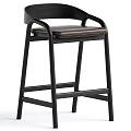 Sleek Modern Bar Stool With Black Metal Frame Brown Leather Seat And Curved Backrest Design