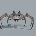 3D Rendered Fantasy Creature With Spider Like Legs Spiked Back And Yellow Bulbous Tail