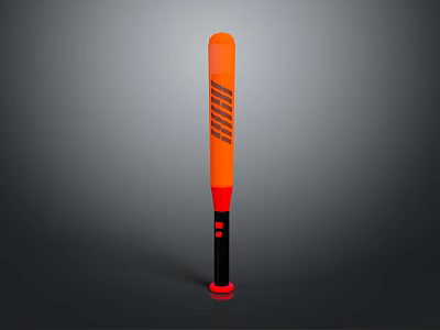 Sports Equipment Orange And Red Baseball Bat With Black Stripes And Comfortable Grip Design 3d model