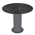 Modern Round Dining Table With Marble Top And Gray Fluted Base 3d model
