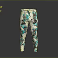 Stylish Green And White Tropical Plant Patterned Leggings For Women Fashion Wear