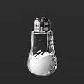 Transparent Glass Spice Jar With Silver Lid And Intricate Carved Design Holding White Seasoning