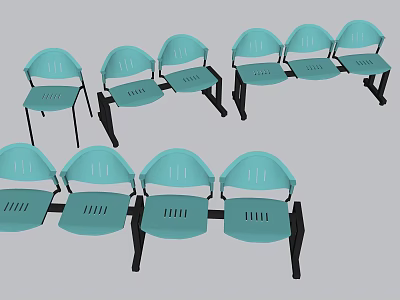 Light Blue Public Chairs With Black Legs For Public Spaces Seating 3d model