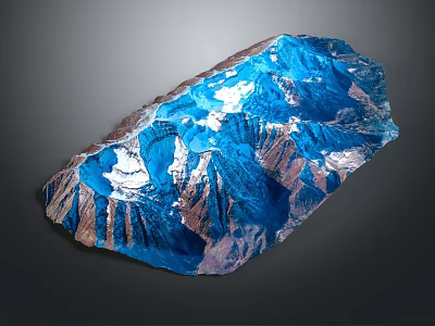 Detailed 3D Mountain Terrain Model With Snow Capped Peaks And Glacial Valleys 3d model