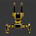 Yellow Multi Legged Mechanical Robot With Spider Like Structure Mechanical Arm And Camera Sensor 3d model