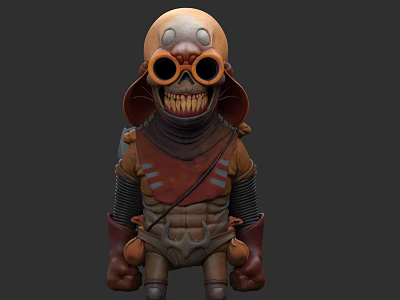 Anthropomorphic Reptile Character 3D Model With Goggles Sharp Teeth And Armor Design 3d model
