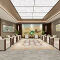 Spacious Hotel Public Lounge With Elegant Sofas Patterned Rug Intricate Ceiling Design And Decorative Paintings 3d model
