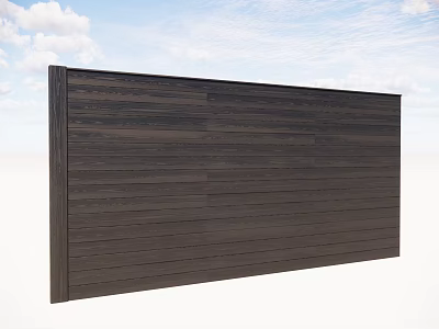 Dark Colored Wooden Fence With Vertical Slats Against Blue Sky Background 3d model