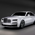 White Rolls Royce Luxury Sedan With Modern Design Front Grille And Alloy Wheels