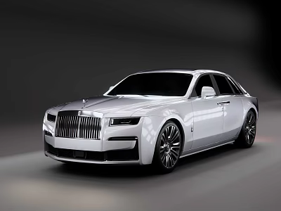 White Rolls Royce Luxury Sedan With Modern Design Front Grille And Alloy Wheels 3d model