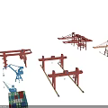 Industrial Equipment Featuring Gantry Tower Cranes And Container Stacks For Logistics Operations