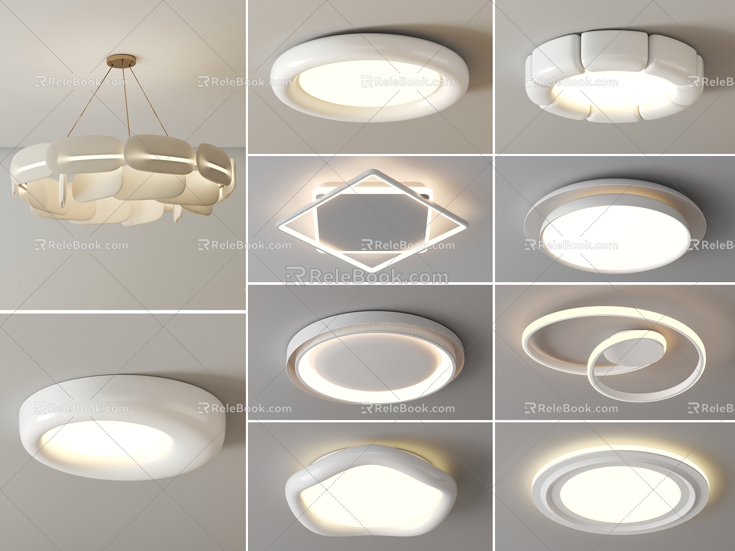 Ceiling Lamp Living Room Main Lamp Simple Cream Fengyunduo Restaurant Bedroom Lamps Combination Whole House Package 3d model