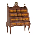 Elegant Traditional Wooden Decorative Cabinet With Multiple Drawers And Carved Details
