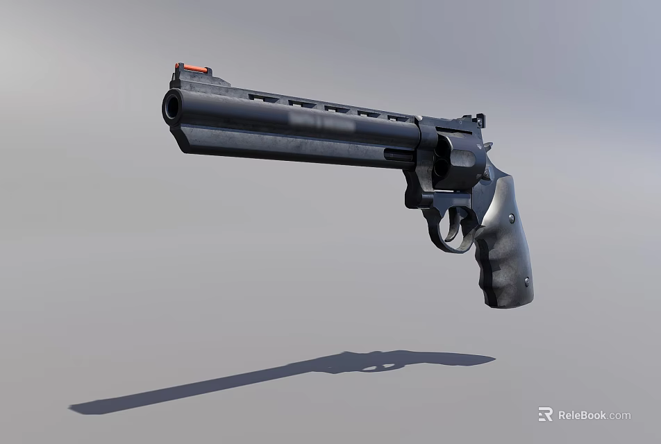 Modern Black Pistol Weapon With Long Barrel Black Grip And Orange Tip Design 3d model 