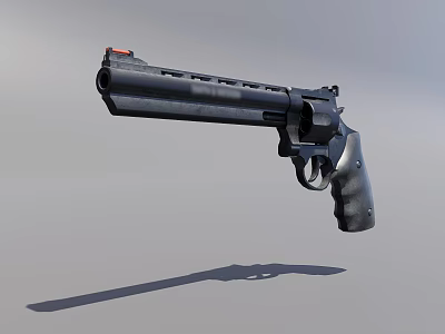 Modern Black Pistol Weapon With Long Barrel Black Grip And Orange Tip Design 3d model