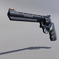 Modern Black Pistol Weapon With Long Barrel Black Grip And Orange Tip Design