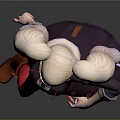 Blonde Twin Ponytail Character In Purple Coat Red Leggings With Brown Boots And Creature