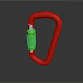 Durable Red Metal Carabiner With Green Locking Mechanism For Daily Use