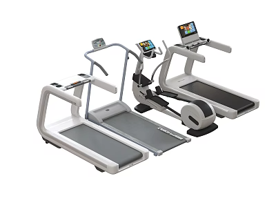 Modern Sports Equipment Treadmills And Elliptical Trainers With Digital Screens And Ergonomic Design 3d model