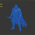Man in Silver Armor With Red Helmet Holding Knife And Red and Blue Cape