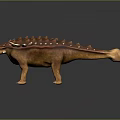 Armored Dinosaur Character 3D Model With Spiked Back Horned Head And Brown Texture