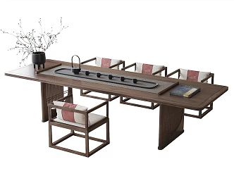 New Chinese Tea Table and Chair Tea Chair Tea Set 3d model