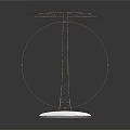 Detailed Electric Power Transmission Tower Model With Metallic Frame On White Circular Base
