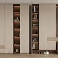 Modern Shoe Cabinet With Multiple Storage Shelves Decorative Bear Figurine Hanging Hooks And Stool