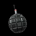 Military Hand Grenade With Black Diamond Pattern Shell And Red Fuse Isolated On Black Background