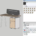 Modern Office Desk with Wooden Top White Legs Black Back Panel and Storage Cabinet