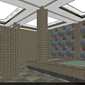 SPA Sauna Interior Design with Shower Facilities Skylights Tiled Walls and Flooring