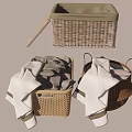 Woven Storage Baskets With Lidded Design And Fabric Filled Containers For Home Organizing