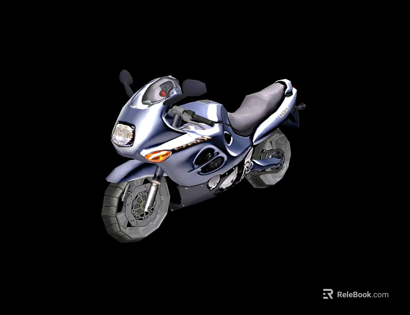 Sleek Silver Blue Motorcycle With Sporty Design Black Seat And Front Headlight 3d model 