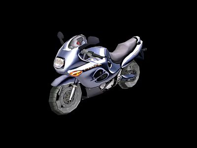 Sleek Silver Blue Motorcycle With Sporty Design Black Seat And Front Headlight 3d model