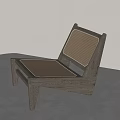 Modern Wooden Frame Lounge Chair With Woven Rattan Seat And Backrest Design