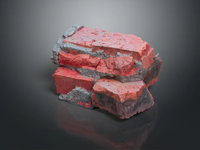 Stacked Red Bricks With Weathered Texture And Rough Surface For Construction Use 3d model