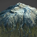 Scenic Snowy Mountain Landscape With Rocky Slopes And Lush Vegetation