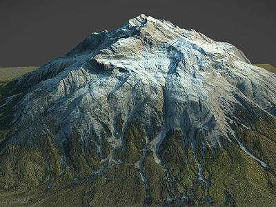 Scenic Snowy Mountain Landscape With Rocky Slopes And Lush Vegetation 3d model