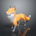 Orange And Gray Fox Character 3D Model Toy Style Detailed Design Figure