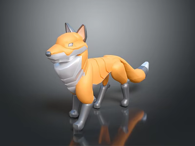 Orange And Gray Fox Character 3D Model Toy Style Detailed Design Figure 3d model