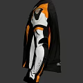 Gray Orange And White Motorcycle Jacket With Protective Panels And Stylish Design