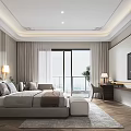 Elegant Bedroom Interior Featuring Paneled Walls Decorative Ceiling Bed Bedside Tables Lamps Sofa Herringbone Rug