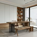 Modern open study 3d model